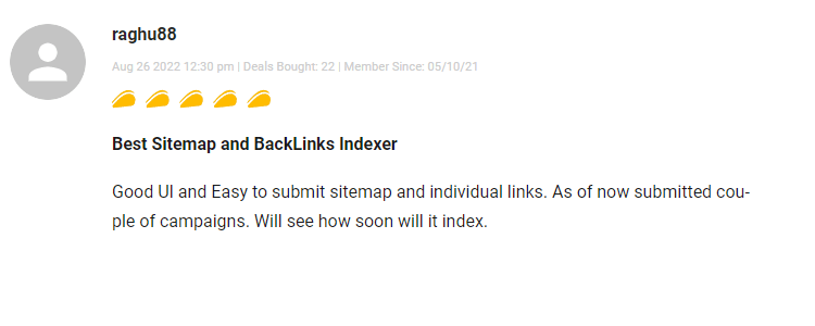 review says - raghu88 - Best Sitemap and BackLinks Indexer
